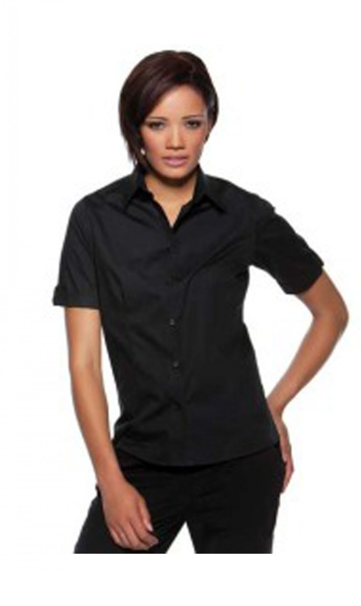 Koszula barmańska damska w kolorze czarnym  z krótkim rękawem